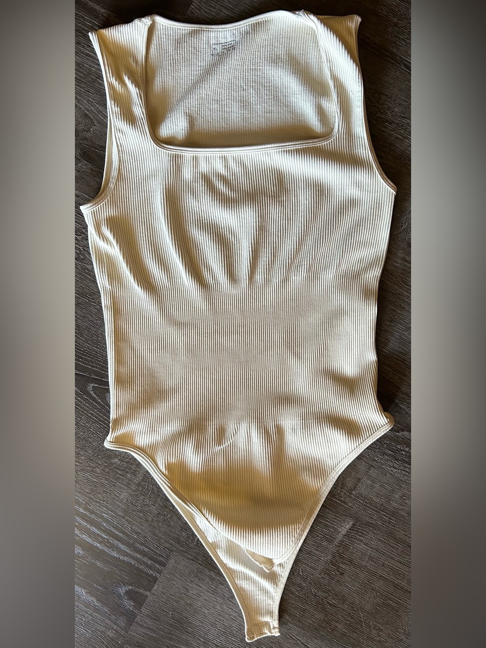 OQQ Ribbed Square Neck Bodysuits 3 Pack Black Taupe Cream Size XL